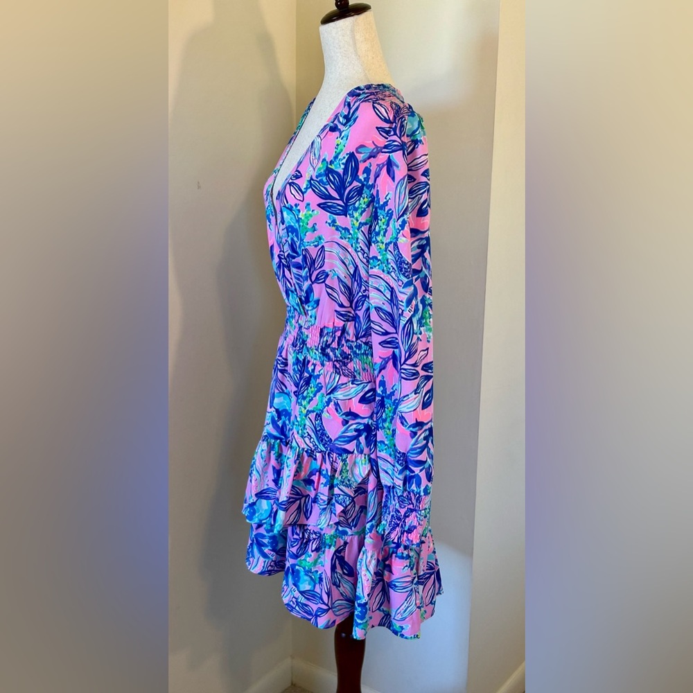 Lilly Pulitzer SZ 8 NWOT Cristiana Stretch Mini Dress in Just a Lil Jelly Pink - Picture 4 of 5